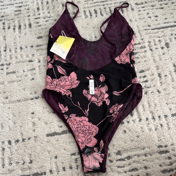 Maaji Pink and Black Floral One Piece - Picture 3 of 7